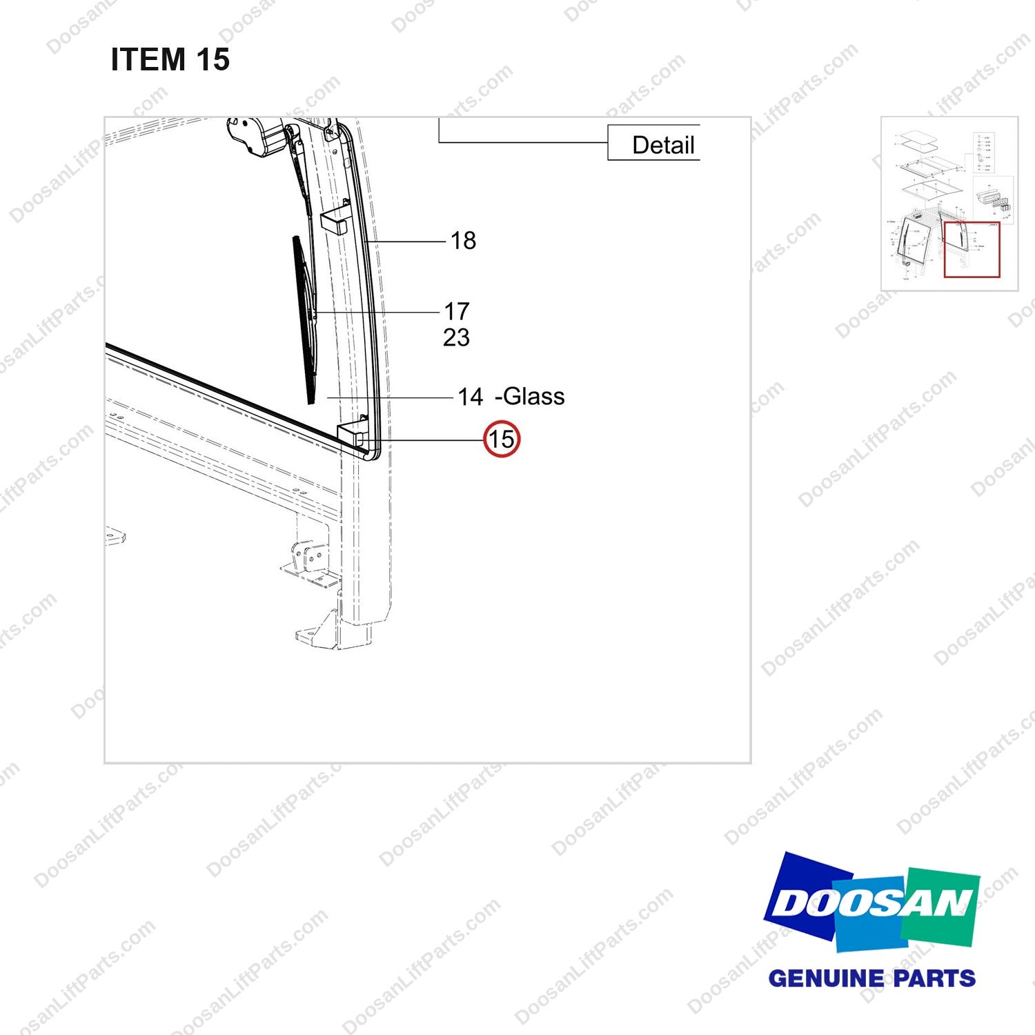 120203-01150 MODULAR CABIN C TYPE - parts diagram, item 15 shown - genuine Doosan / Bobcat forklift part