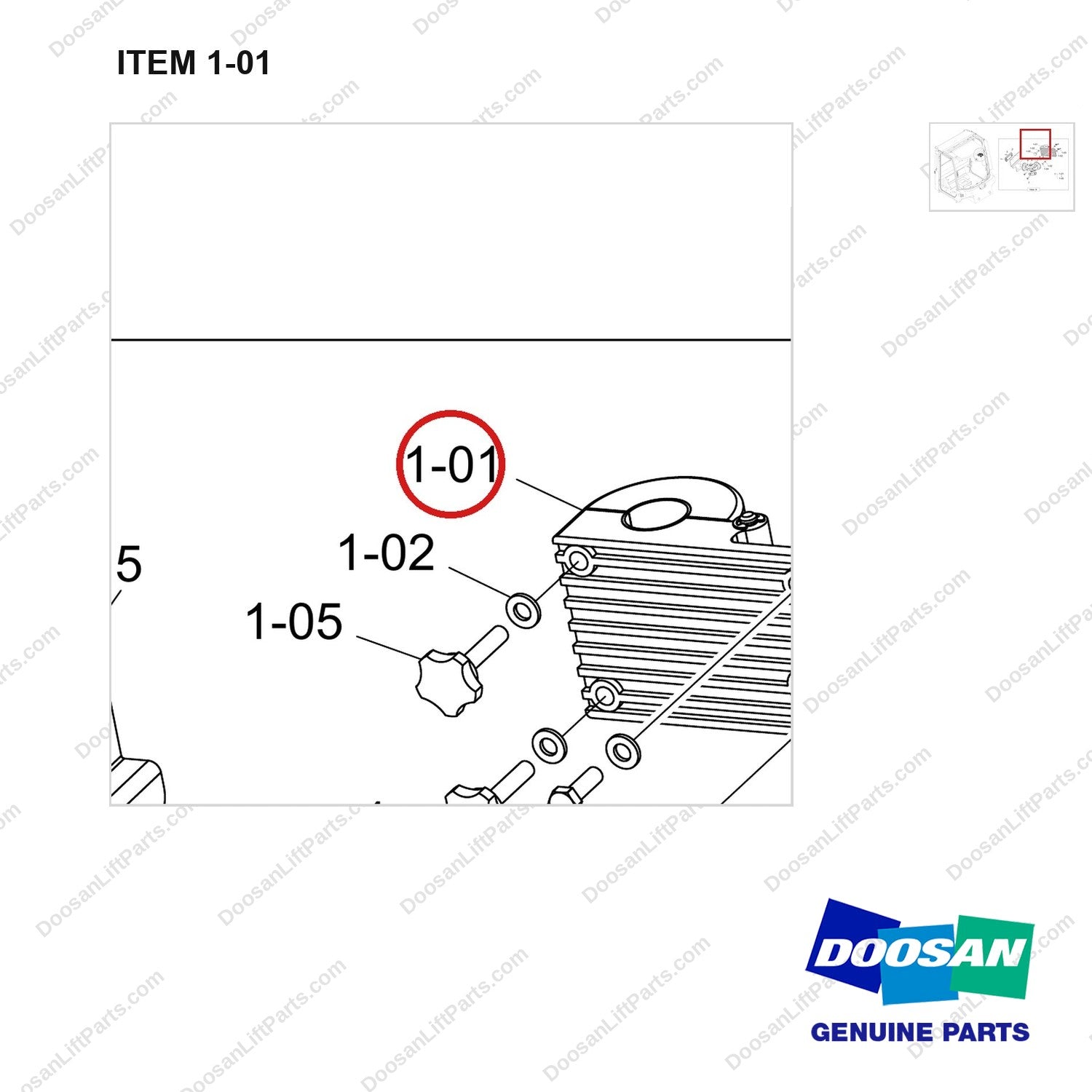 120203-01308 CLIP BOARD - parts diagram, item 1-01 shown - genuine Doosan / Bobcat forklift part