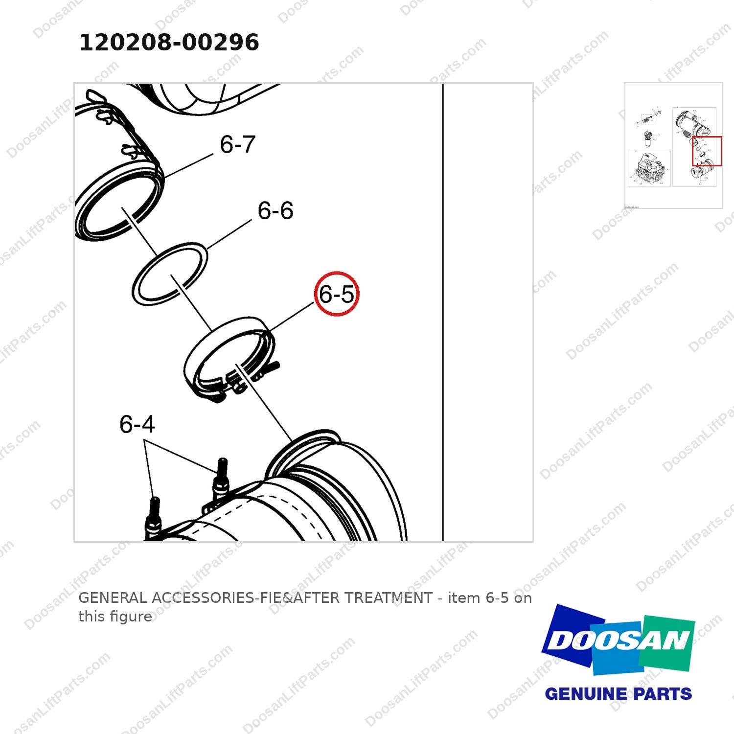 120208-00296 GENERAL ACCESSORIES-FIE&AFTER TREATMENT - parts diagram, item 6-5 shown - genuine Doosan / Bobcat forklift part