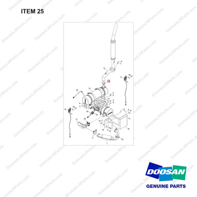 120208-00686 EXHAUST GP;80.4KW,TIER-4,D90S - full parts diagram, item 25 marked - genuine Doosan / Bobcat forklift part