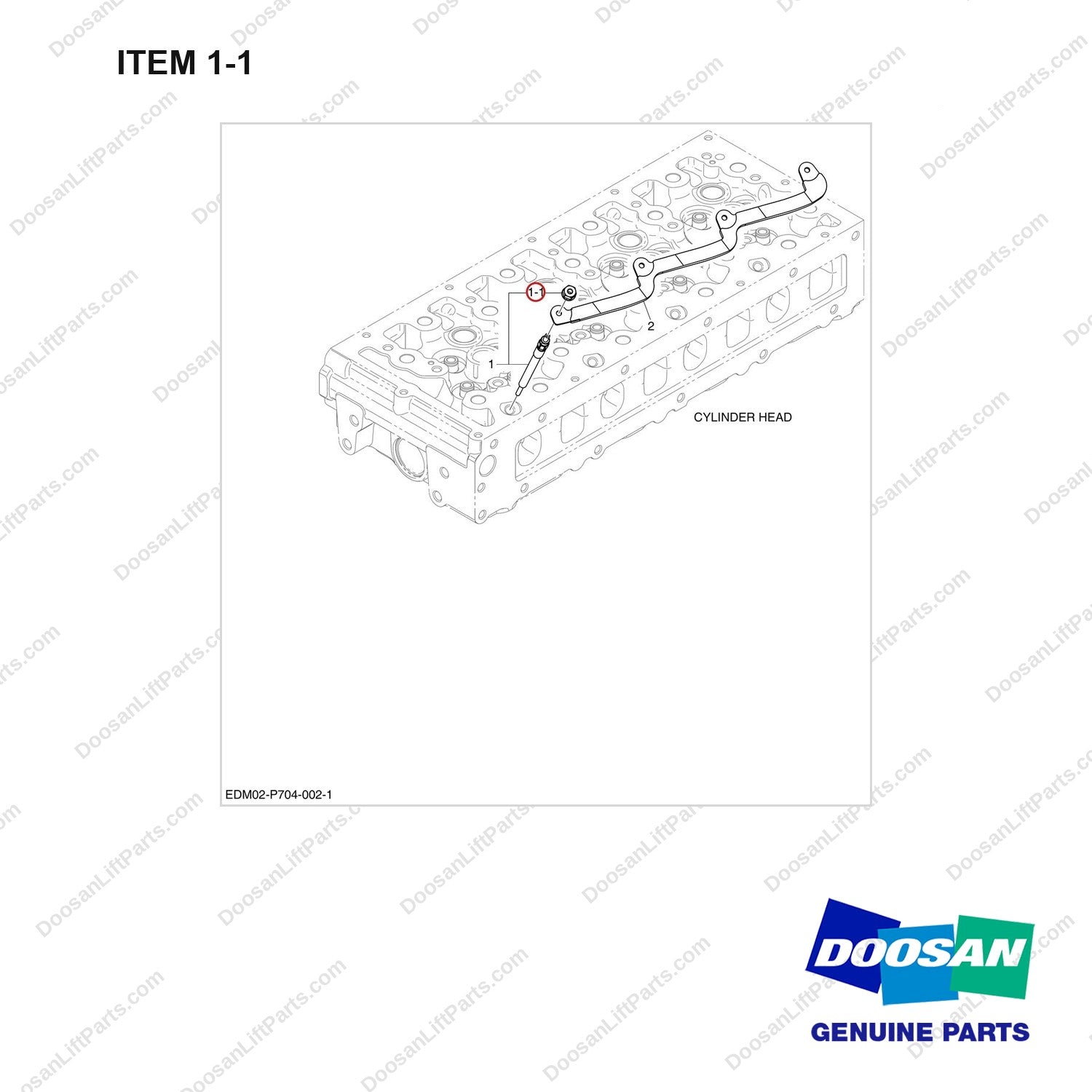 120307-00333 AIR HEATER RELAY & GLOW PLUG - full parts diagram, item 1-1 marked - genuine Doosan / Bobcat forklift part