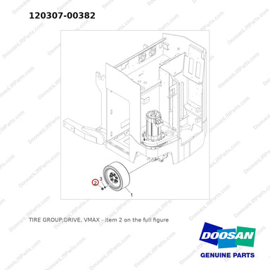 120307-00382 TIRE GROUP;DRIVE, VMAX - full parts diagram, item 2 marked - genuine Doosan / Bobcat forklift part