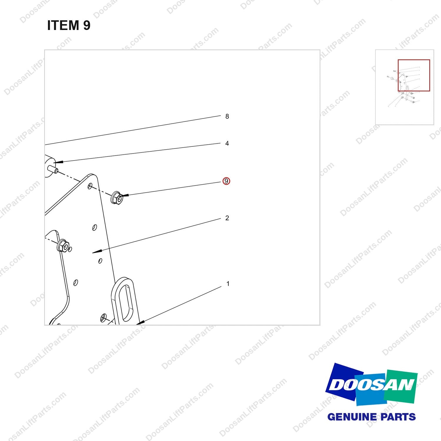 120312-00682 BOX,FUSE;GROUP_PSI 4.3L - parts diagram, item 9 shown - genuine Doosan / Bobcat forklift part
