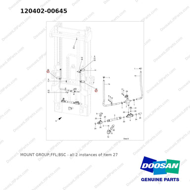 120402-00645 MOUNT GROUP;FFL;BSC - full parts diagram, item 27 marked - genuine Doosan / Bobcat forklift part
