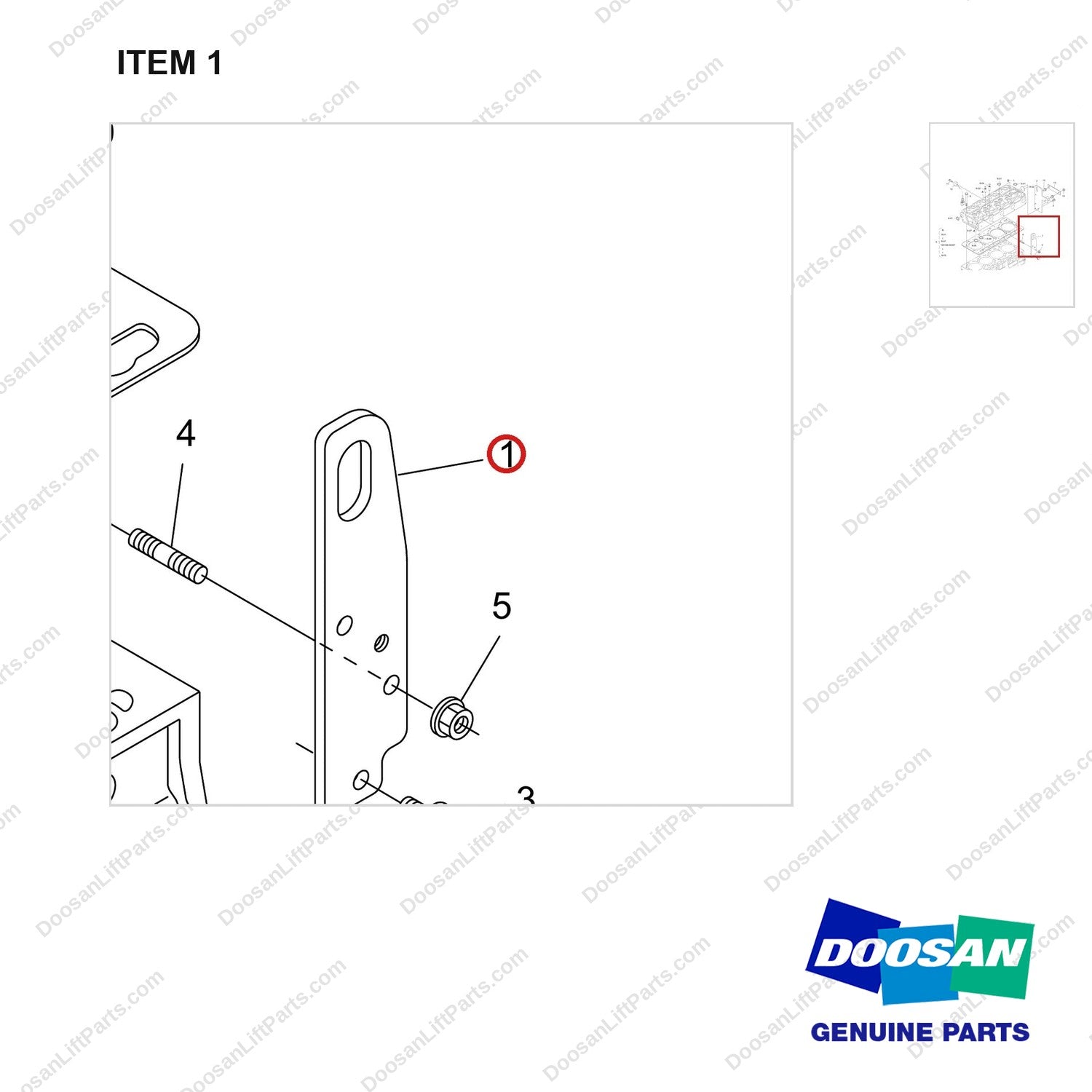 120404-00499 CYLINDER HEAD GP - parts diagram, item 1 shown - genuine Doosan / Bobcat forklift part