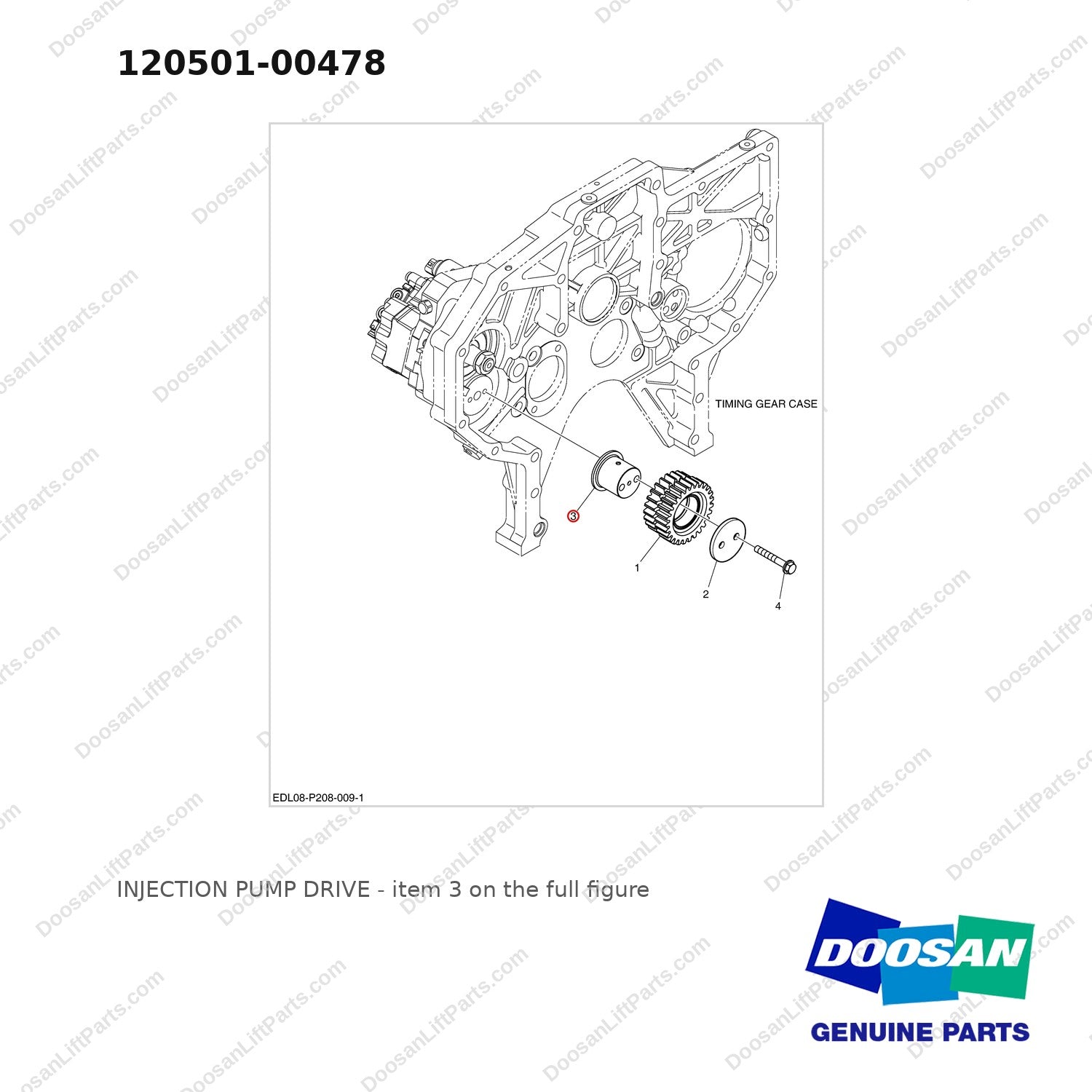 120501-00478 INJECTION PUMP DRIVE - full parts diagram, item 3 marked - genuine Doosan / Bobcat forklift part