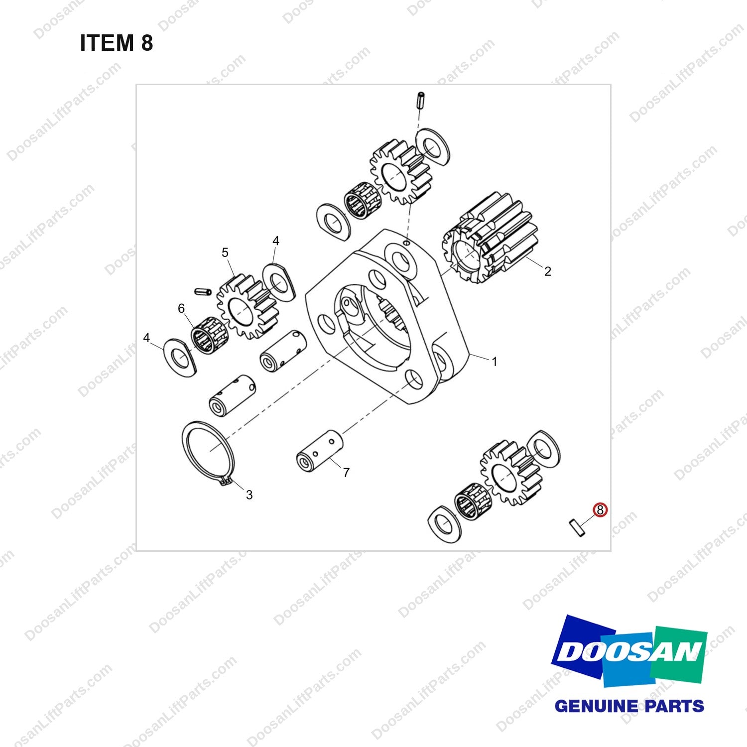 120501-05047 CARRIER ASSY;NO.1 - full parts diagram, item 8 marked - genuine Doosan / Bobcat forklift part