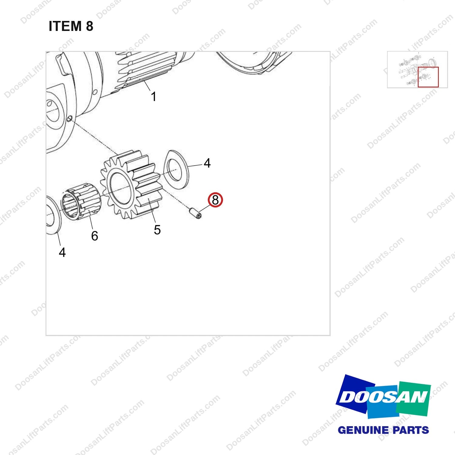 120501-05049 CARRIER ASSY;NO.2 - parts diagram, item 8 shown - genuine Doosan / Bobcat forklift part