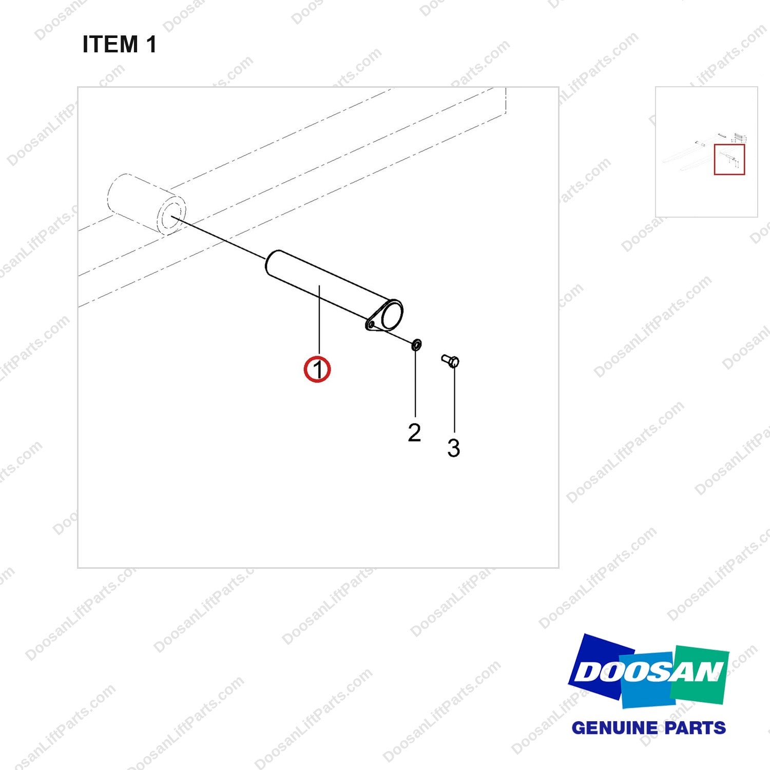 120501-05266 MOUNT;FORK - parts diagram, item 1 shown - genuine Doosan / Bobcat forklift part