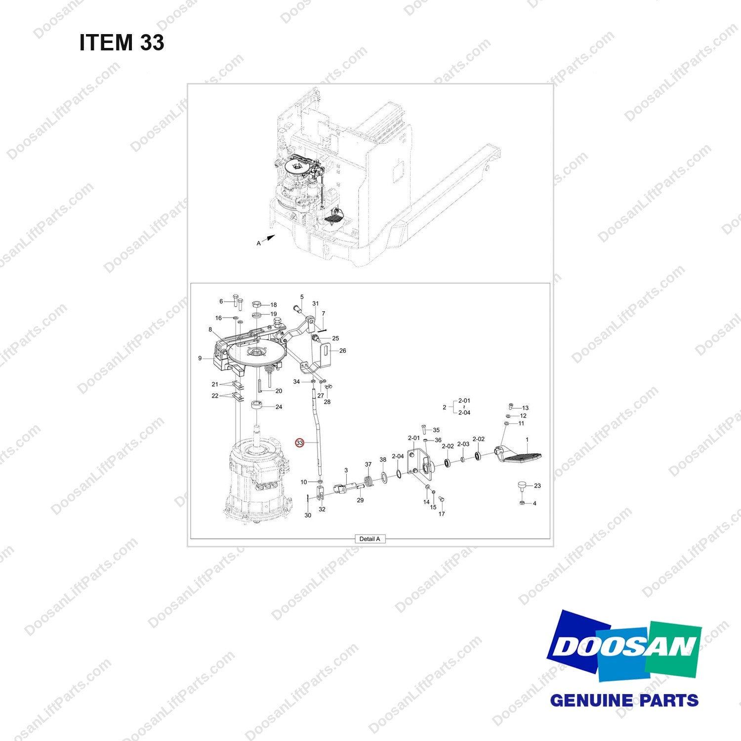 120601-00161 BRAKE GROUP - full parts diagram, item 33 marked - genuine Doosan / Bobcat forklift part