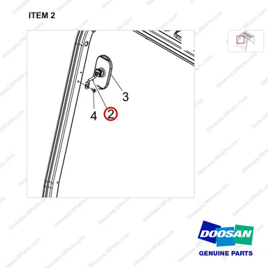 120601-00176 MIRROR GP;SMALL - parts diagram, item 2 shown - genuine Doosan / Bobcat forklift part