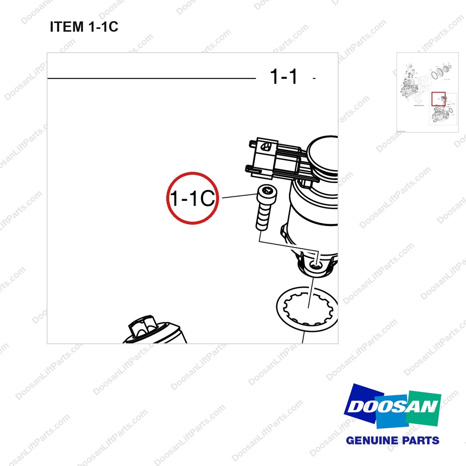 120705-01586 INJECTION PUMP - parts diagram, item 1-1C shown - genuine Doosan / Bobcat forklift part