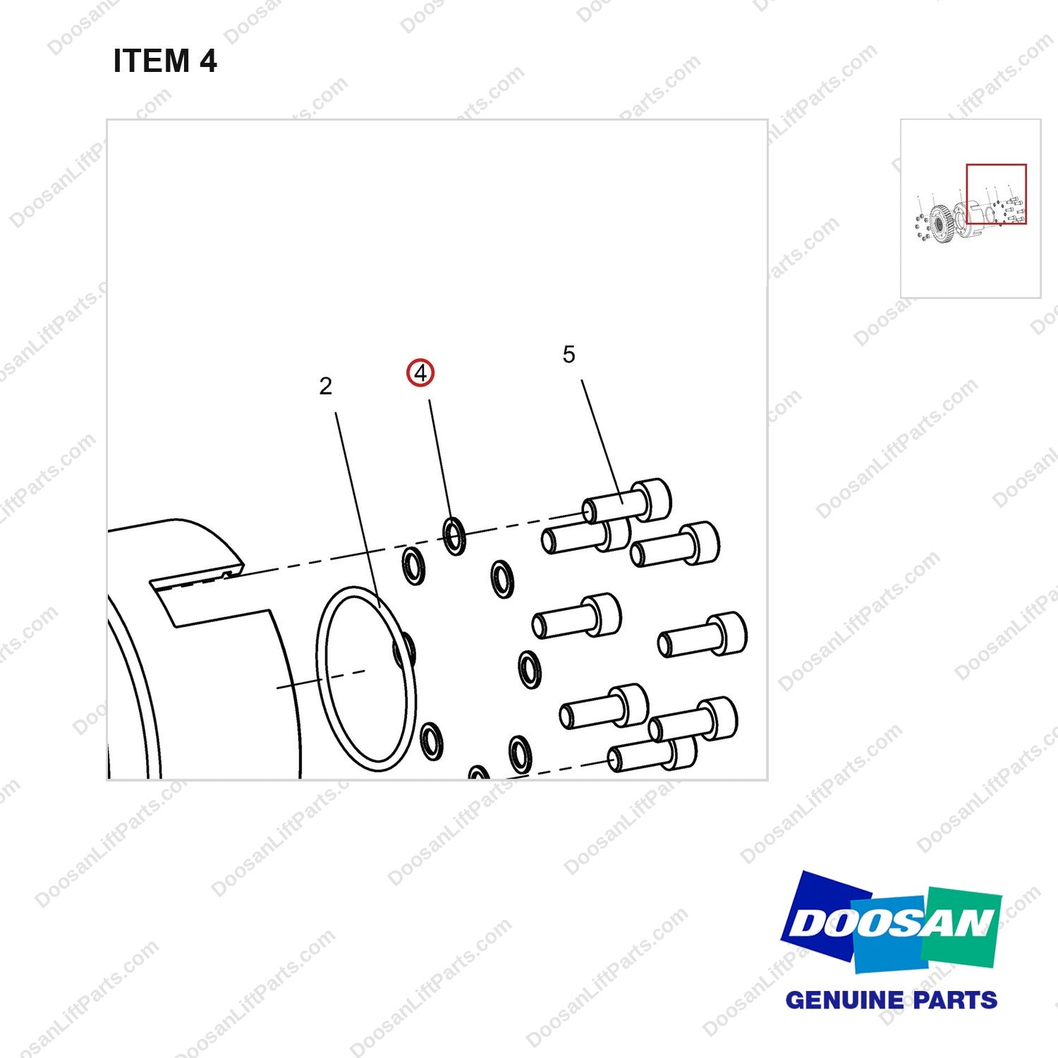 120808-01137 DRUM ASSY;REV - parts diagram, item 4 shown - genuine Doosan / Bobcat forklift part