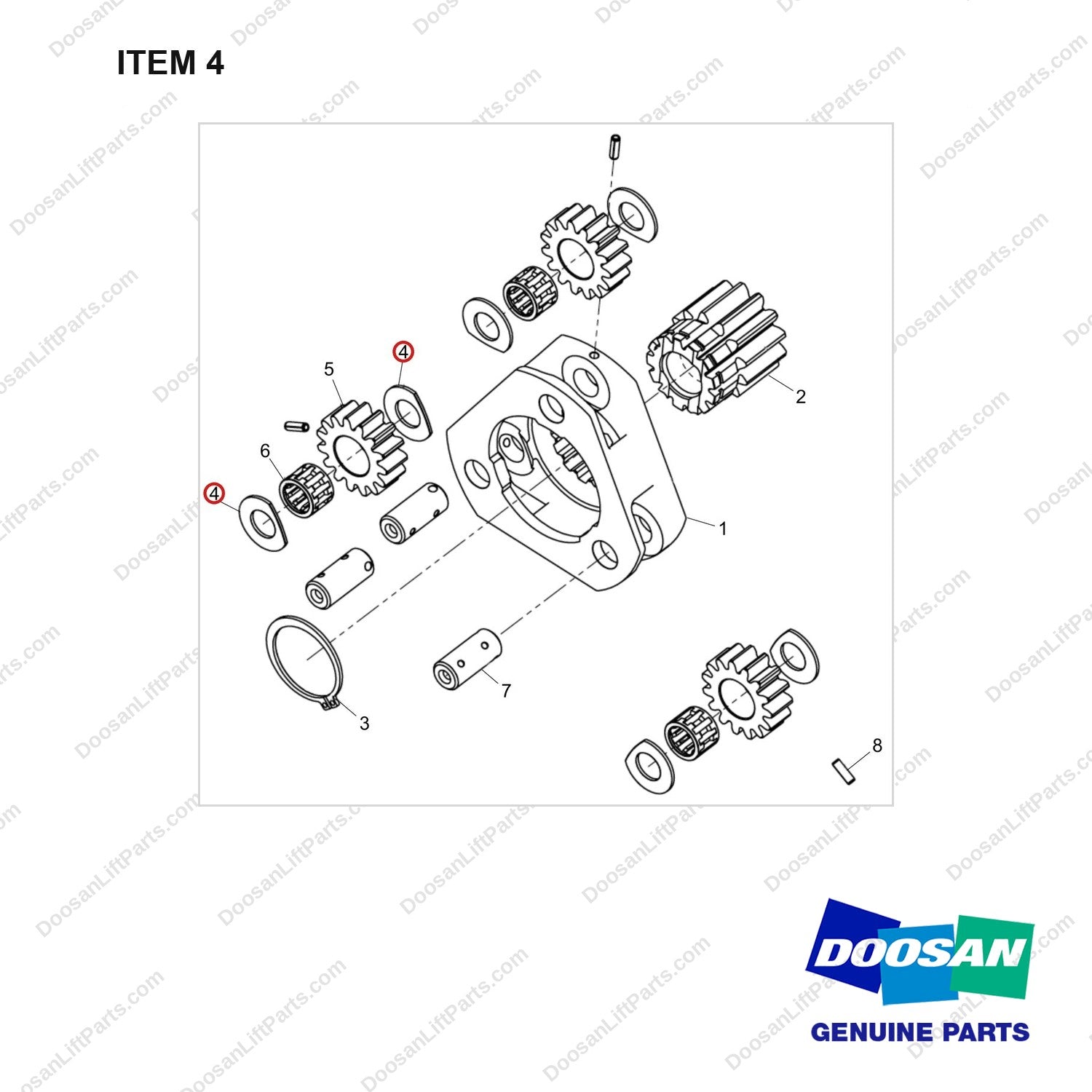120808-01141 CARRIER ASSY;NO.1 - full parts diagram, item 4 marked - genuine Doosan / Bobcat forklift part