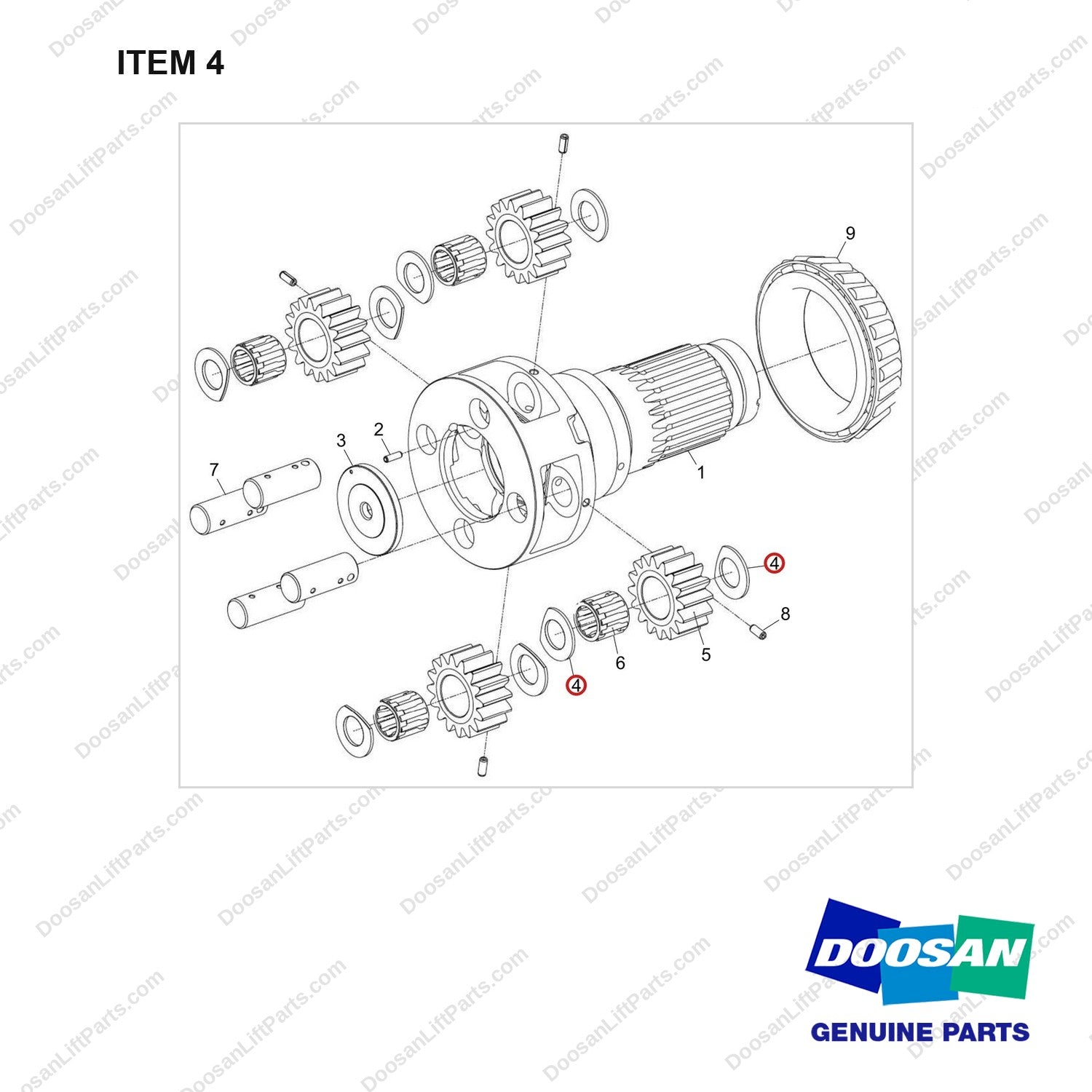 120808-01142 CARRIER ASSY;NO.2 - full parts diagram, item 4 marked - genuine Doosan / Bobcat forklift part