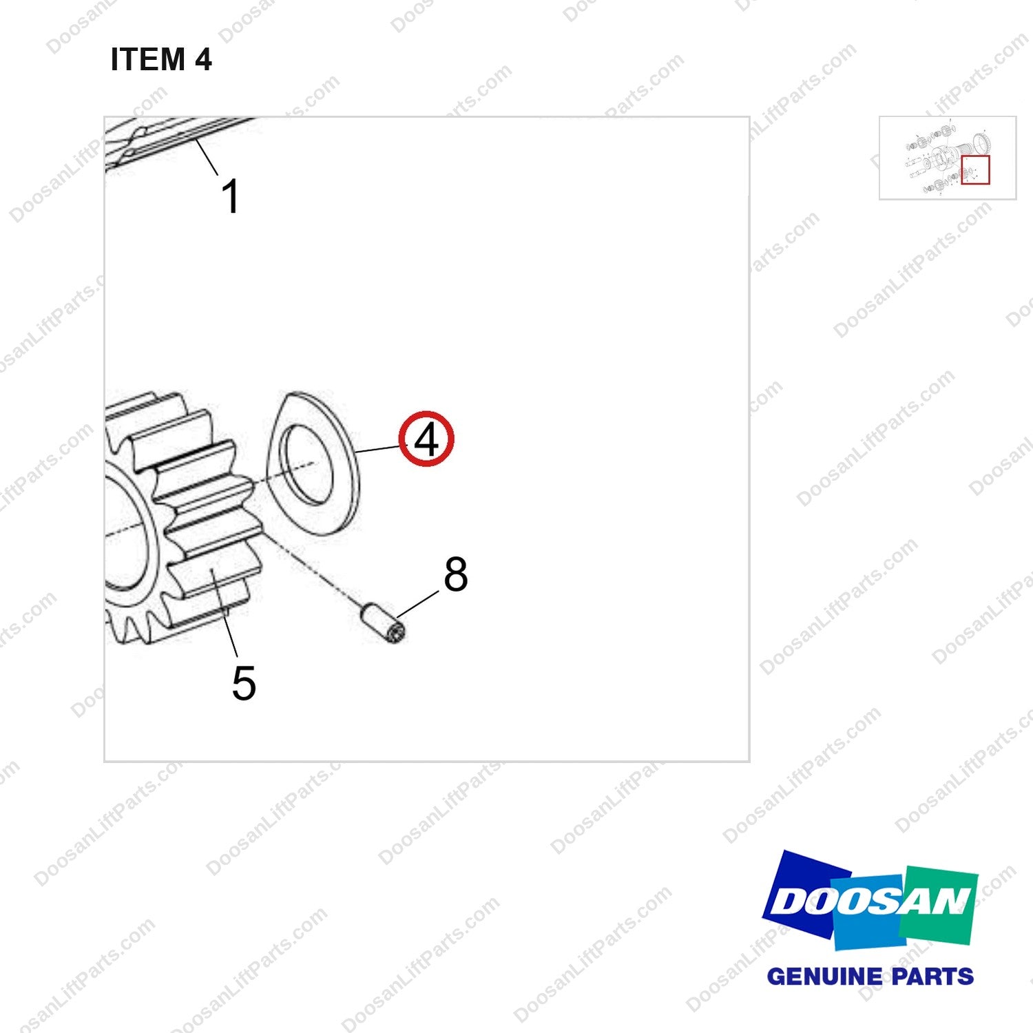120808-01142 CARRIER ASSY;NO.2 - parts diagram, item 4 shown - genuine Doosan / Bobcat forklift part