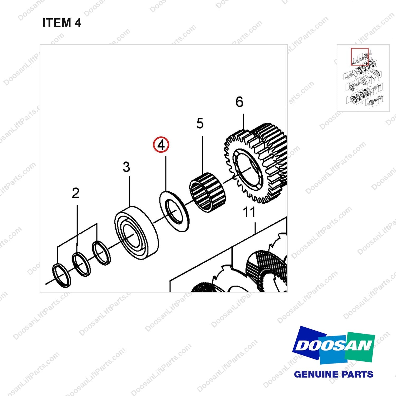 120810-00260 CLUTCH ASSY;HYDRAULIC - parts diagram, item 4 shown - genuine Doosan / Bobcat forklift part