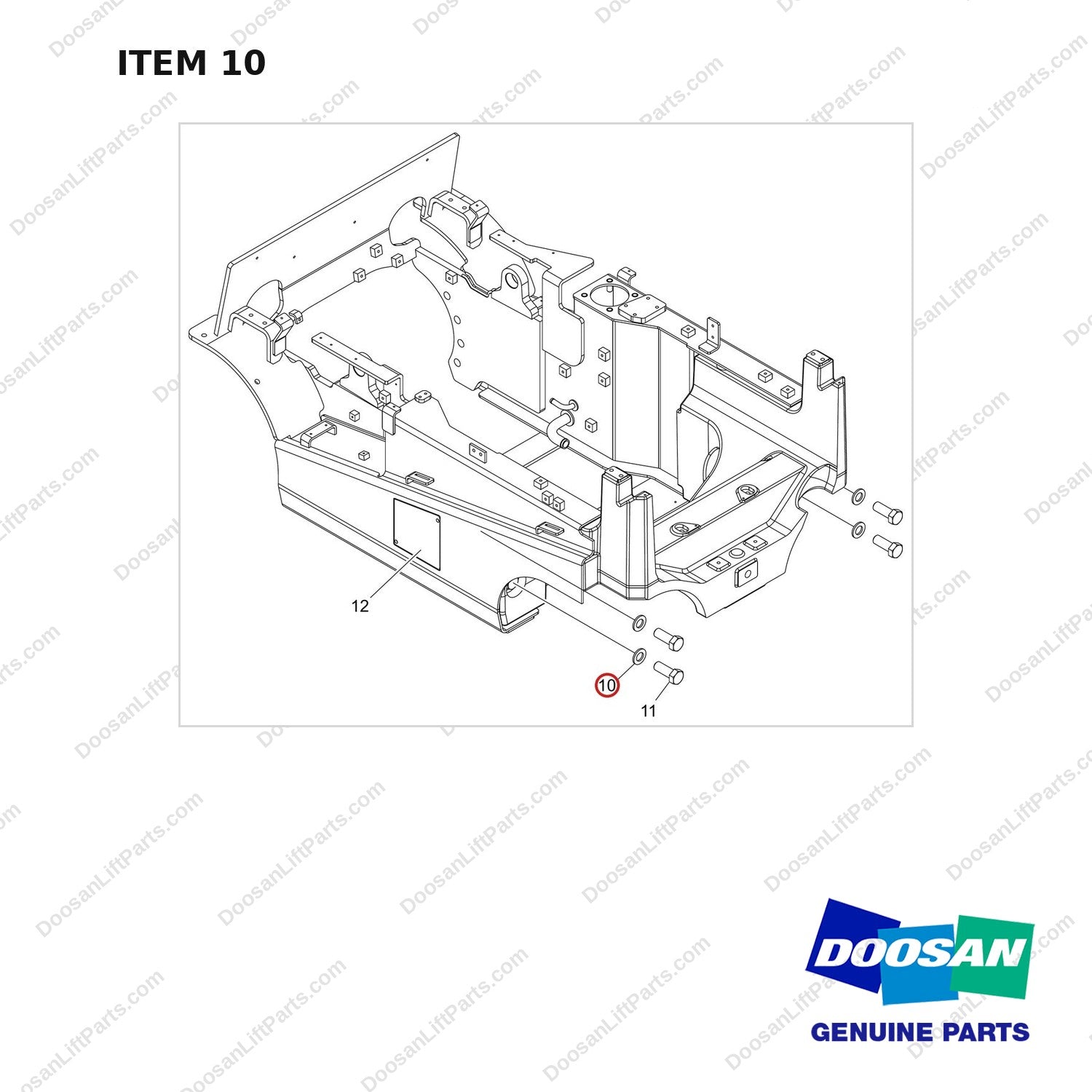 120810-00503 CHASSIS FRAME ASSY;GC15S/18S/20SC-9 - full parts diagram, item 10 marked - genuine Doosan / Bobcat forklift part