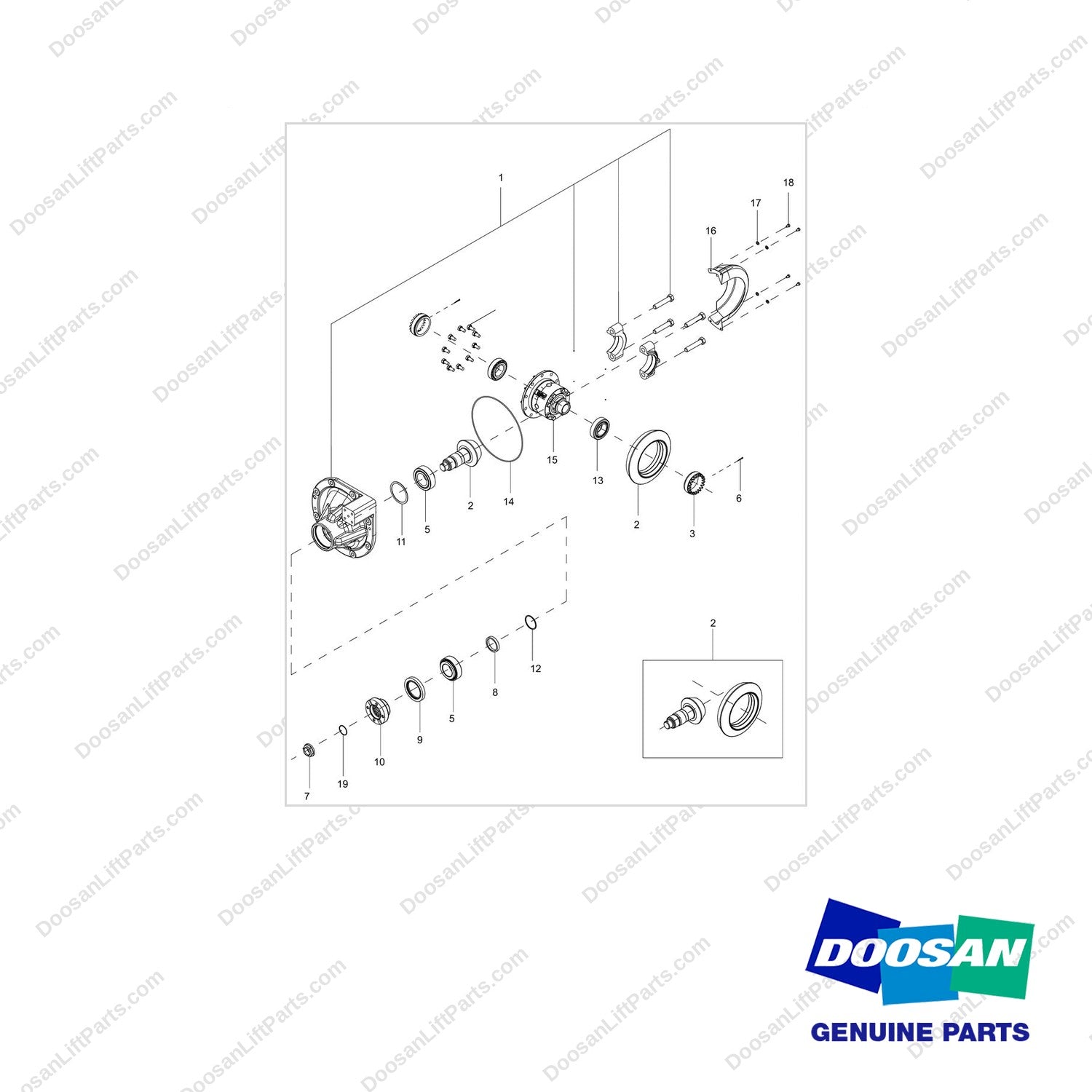 120812-00220 CARRIER ASSY;DIFFERENTIAL - full parts diagram - genuine Doosan / Bobcat forklift part