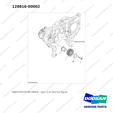 120816-00002 INJECTION PUMP DRIVE - full parts diagram, item 2 marked - genuine Doosan / Bobcat forklift part