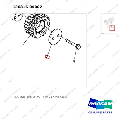 120816-00002 INJECTION PUMP DRIVE - parts diagram, item 2 shown - genuine Doosan / Bobcat forklift part