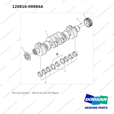 120816-00084A Driving System - full parts diagram, item 6 marked - genuine Doosan / Bobcat forklift part