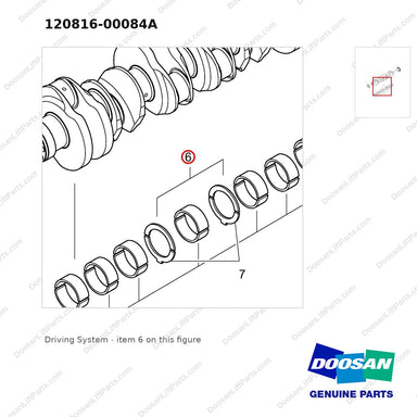 120816-00084A Driving System - parts diagram, item 6 shown - genuine Doosan / Bobcat forklift part