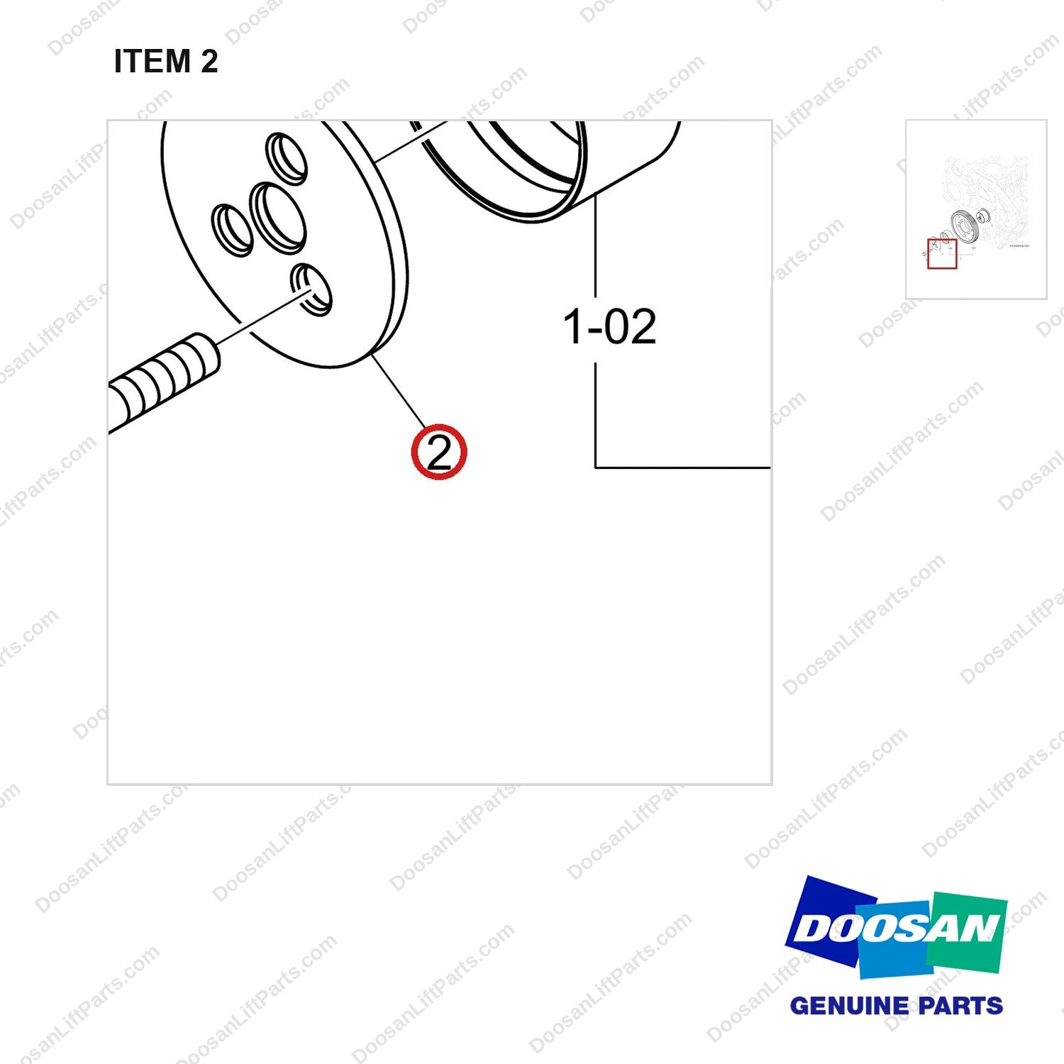120816-00316A GEAR ASSY,IDLE;DN03,CAMSHAFT - parts diagram, item 2 shown - genuine Doosan / Bobcat forklift part