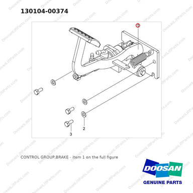 130104-00374 CONTROL GROUP,BRAKE - full parts diagram, item 1 marked - genuine Doosan / Bobcat forklift part