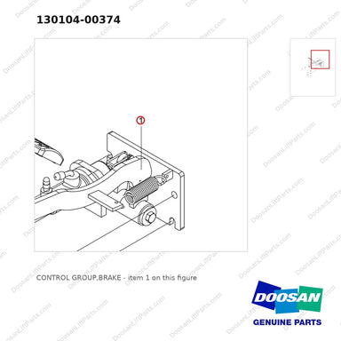130104-00374 CONTROL GROUP,BRAKE - parts diagram, item 1 shown - genuine Doosan / Bobcat forklift part
