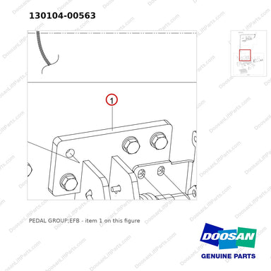 130104-00563 PEDAL GROUP;EFB - parts diagram, item 1 shown - genuine Doosan / Bobcat forklift part