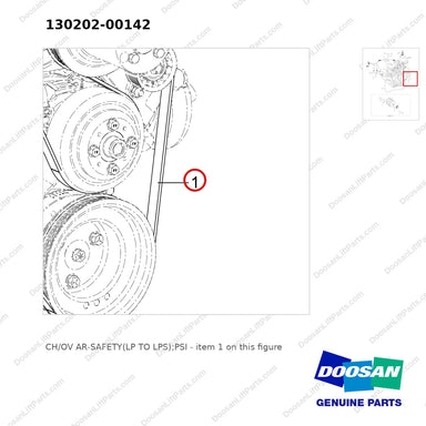 130202-00142 CH/OV AR-SAFETY(LP TO LPS);PSI - parts diagram, item 1 shown - genuine Doosan / Bobcat forklift part