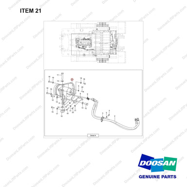 130202-00179 AIR CONDITIONER GP;CHASSIS,T3 - full parts diagram, item 21 marked - genuine Doosan / Bobcat forklift part