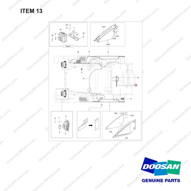 130202-00184 CH/OV AR-CABIN GROUP;LP - full parts diagram, item 13 marked - genuine Doosan / Bobcat forklift part