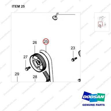 130204-00488 CAMSHAFT GROUP;VALVE GROUP - parts diagram, item 25 shown - genuine Doosan / Bobcat forklift part