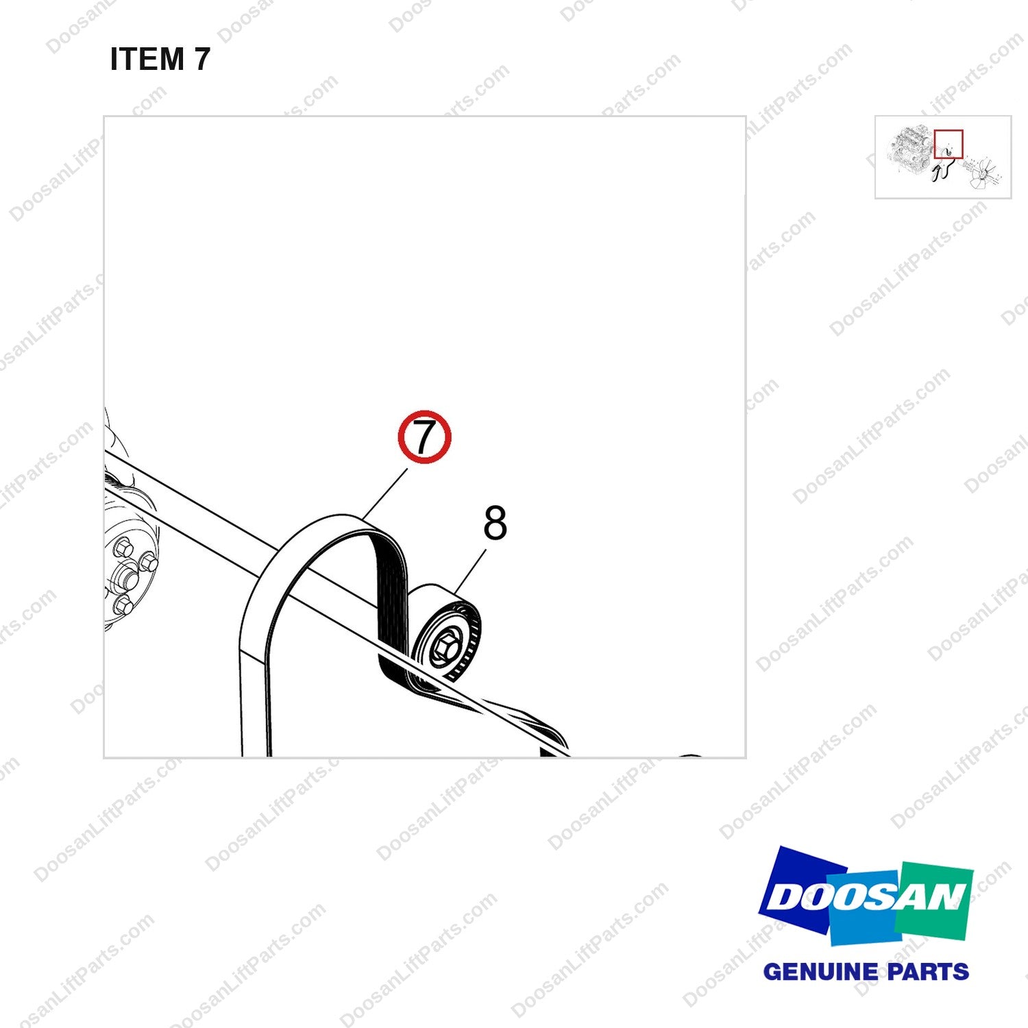130205-01457 FAN GROUP;A/C,D70,DN03 - parts diagram, item 7 shown - genuine Doosan / Bobcat forklift part