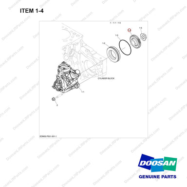 130412-00252C INJECTION PUMP - full parts diagram, item 1-4 marked - genuine Doosan / Bobcat forklift part