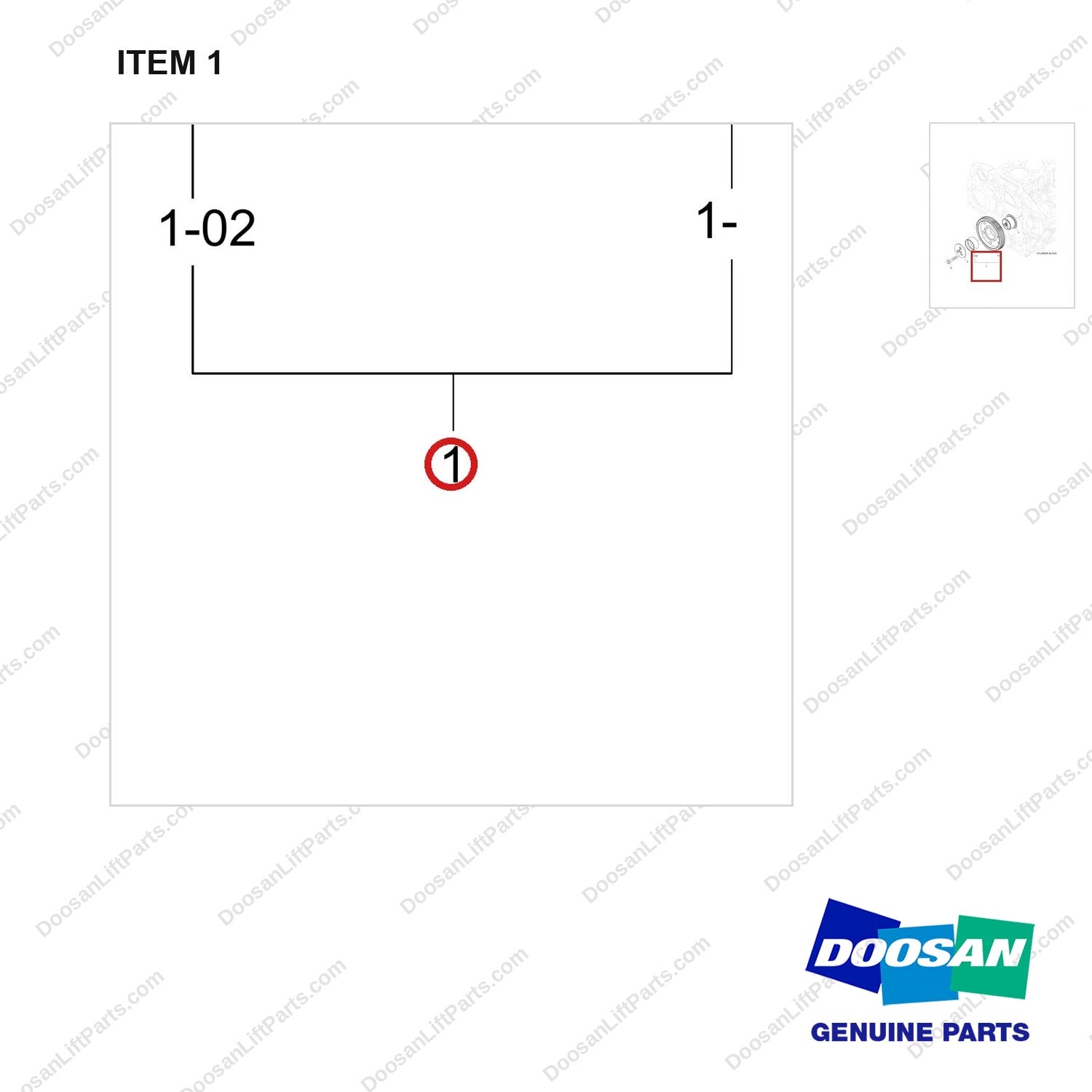 130428-00229B GEAR ASSY,IDLE;DN03,CAMSHAFT - parts diagram, item 1 shown - genuine Doosan / Bobcat forklift part