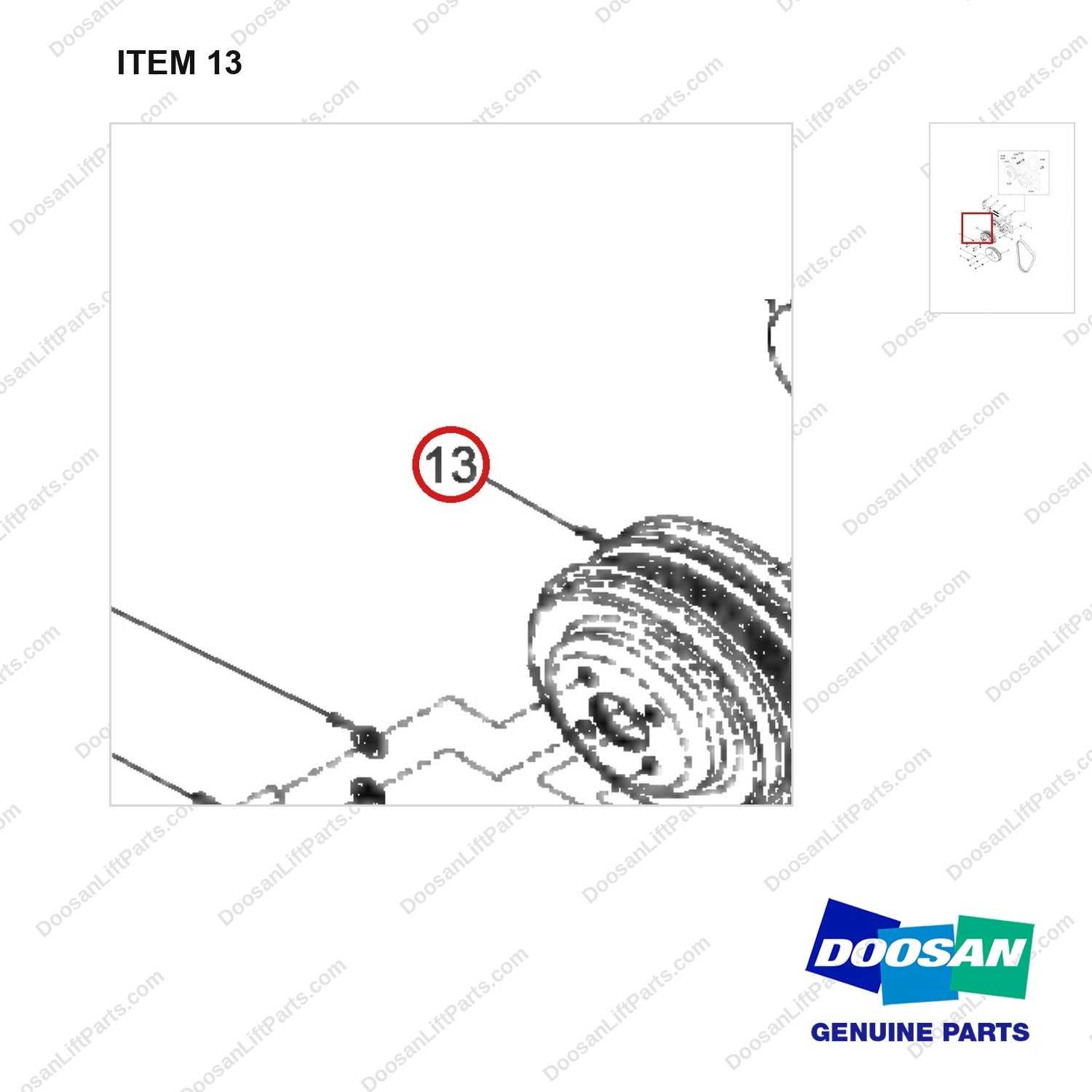 130709-00042 KIT;GM3.0L_HI-FAN - parts diagram, item 13 shown - genuine Doosan / Bobcat forklift part