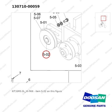 130710-00059 KIT;GM3.0L_HI-FAN - parts diagram, item 5-02 shown - genuine Doosan / Bobcat forklift part