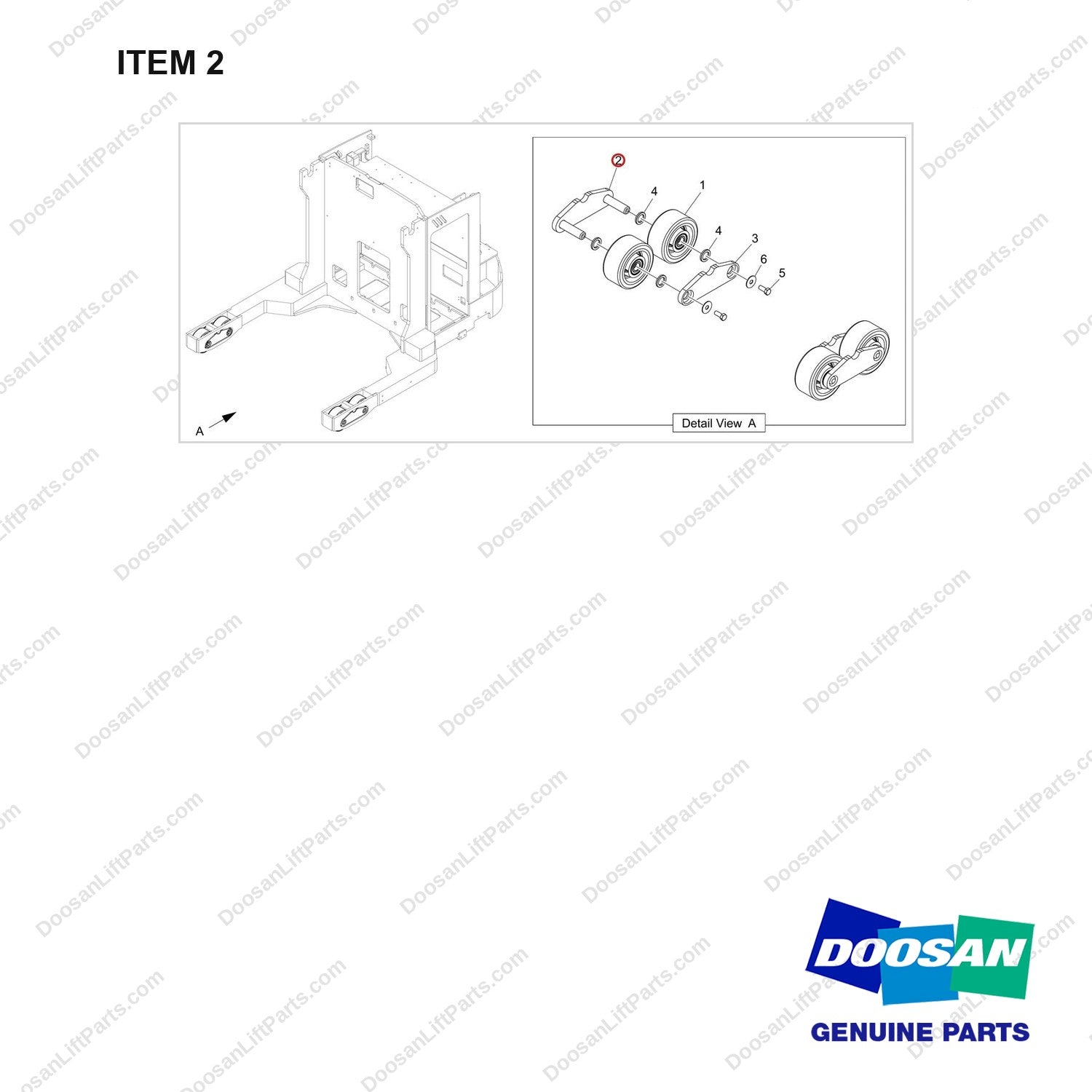 130712-03397 WHEEL&TIRE;LOAD;54",1372MM FRAME - full parts diagram, item 2 marked - genuine Doosan / Bobcat forklift part