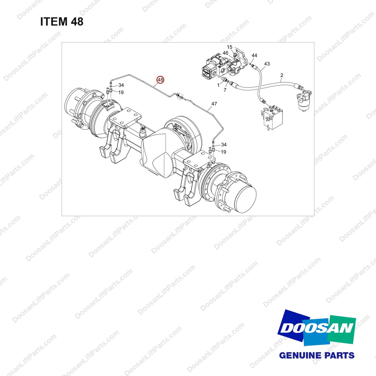130715-00144 SERVICE BRAKE GP - full parts diagram, item 48 marked - genuine Doosan / Bobcat forklift part
