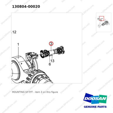 130804-00020 MOUNTING GP-P/T - parts diagram, item 3 shown - genuine Doosan / Bobcat forklift part