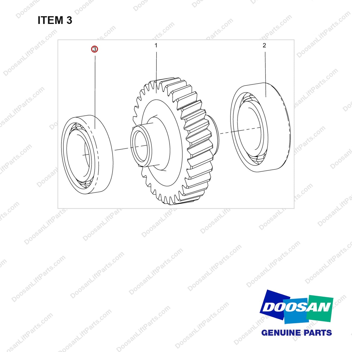 140101-01497 GEAR ASSY;PTO DRIVEN,CHARGE - full parts diagram, item 3 marked - genuine Doosan / Bobcat forklift part