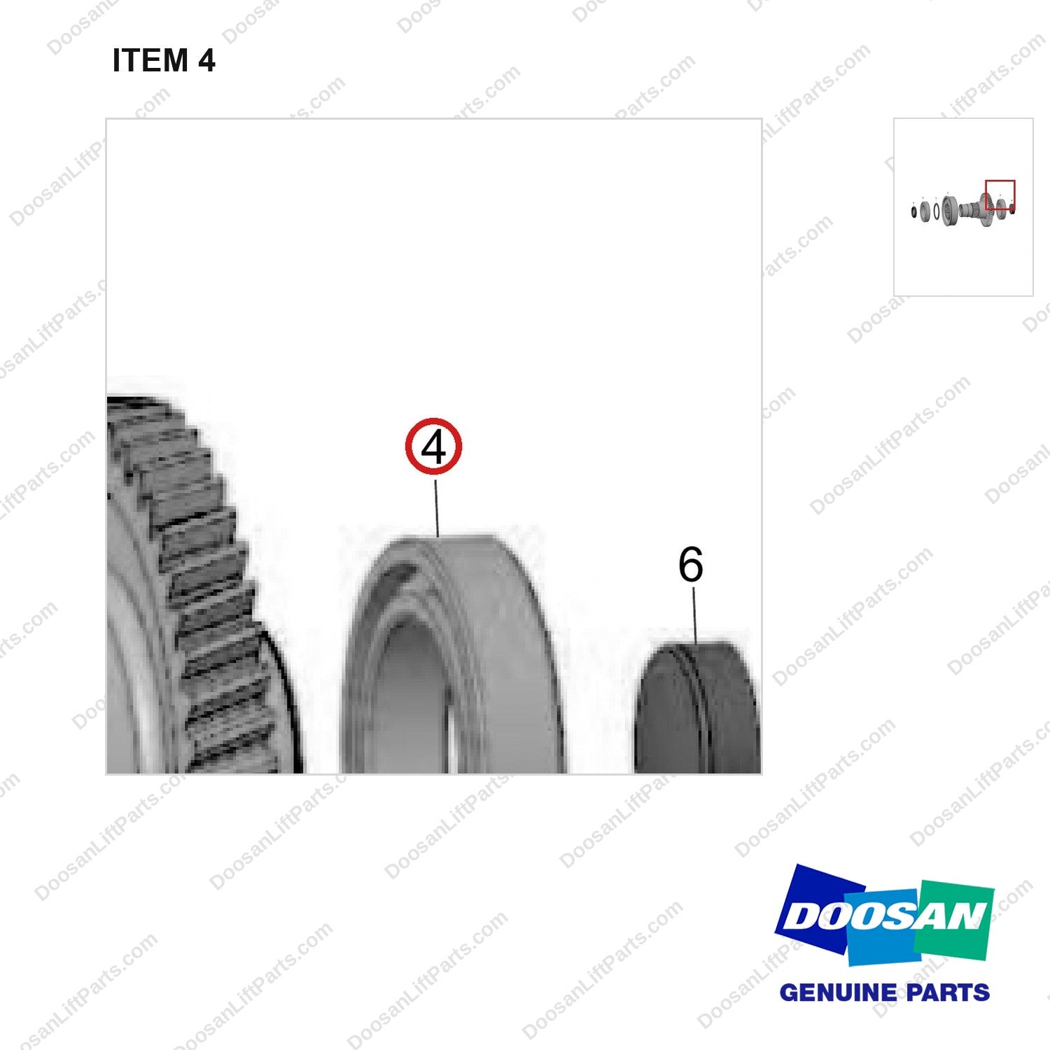 140101-01549 GEAR ASSY;OUTPUT - parts diagram, item 4 shown - genuine Doosan / Bobcat forklift part
