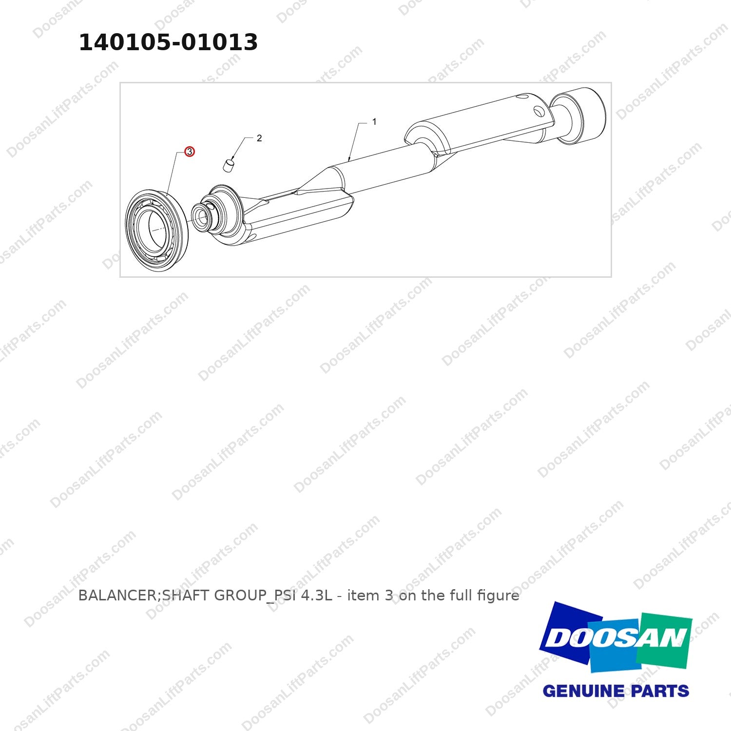 140105-01013 BALANCER;SHAFT GROUP_PSI 4.3L - full parts diagram, item 3 marked - genuine Doosan / Bobcat forklift part