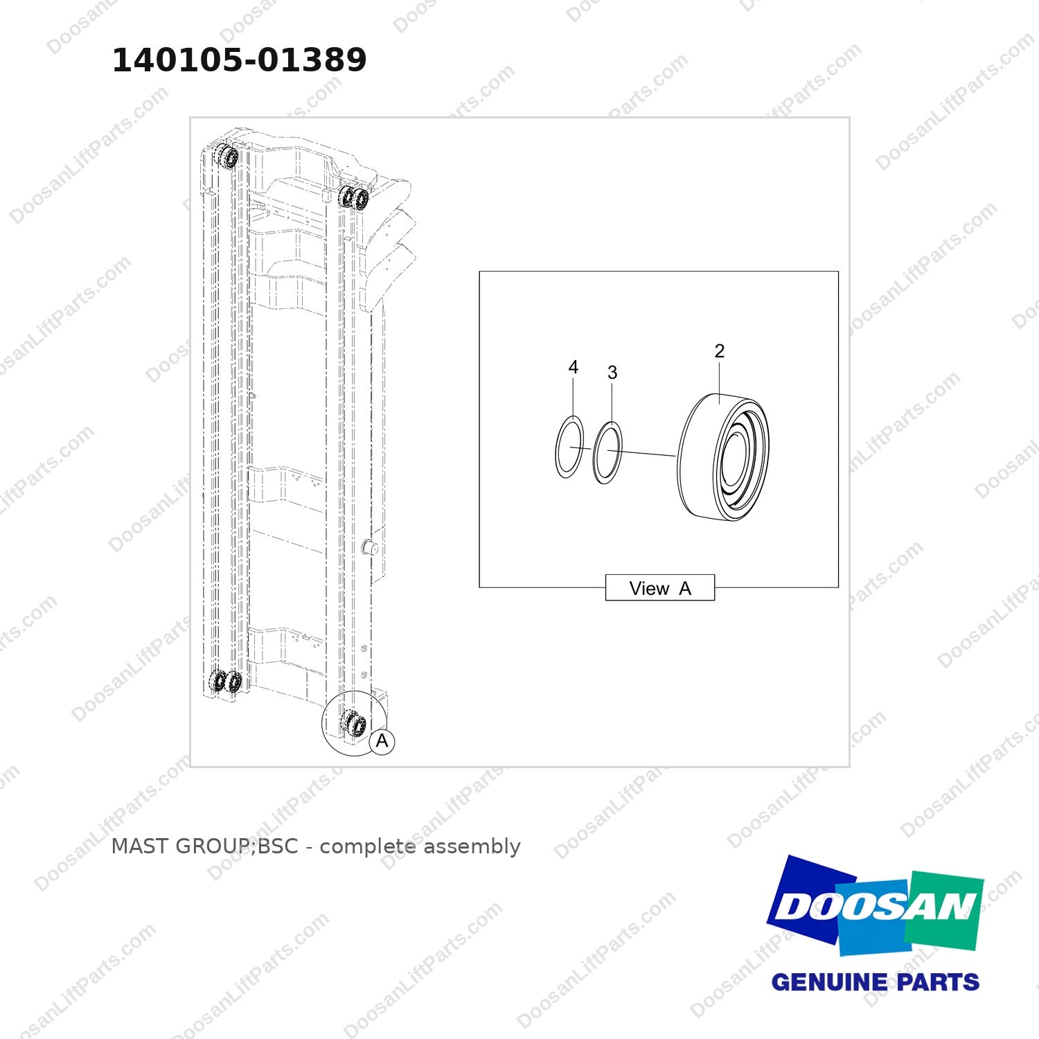 140105-01389 MAST GROUP;BSC - full parts diagram - genuine Doosan / Bobcat forklift part