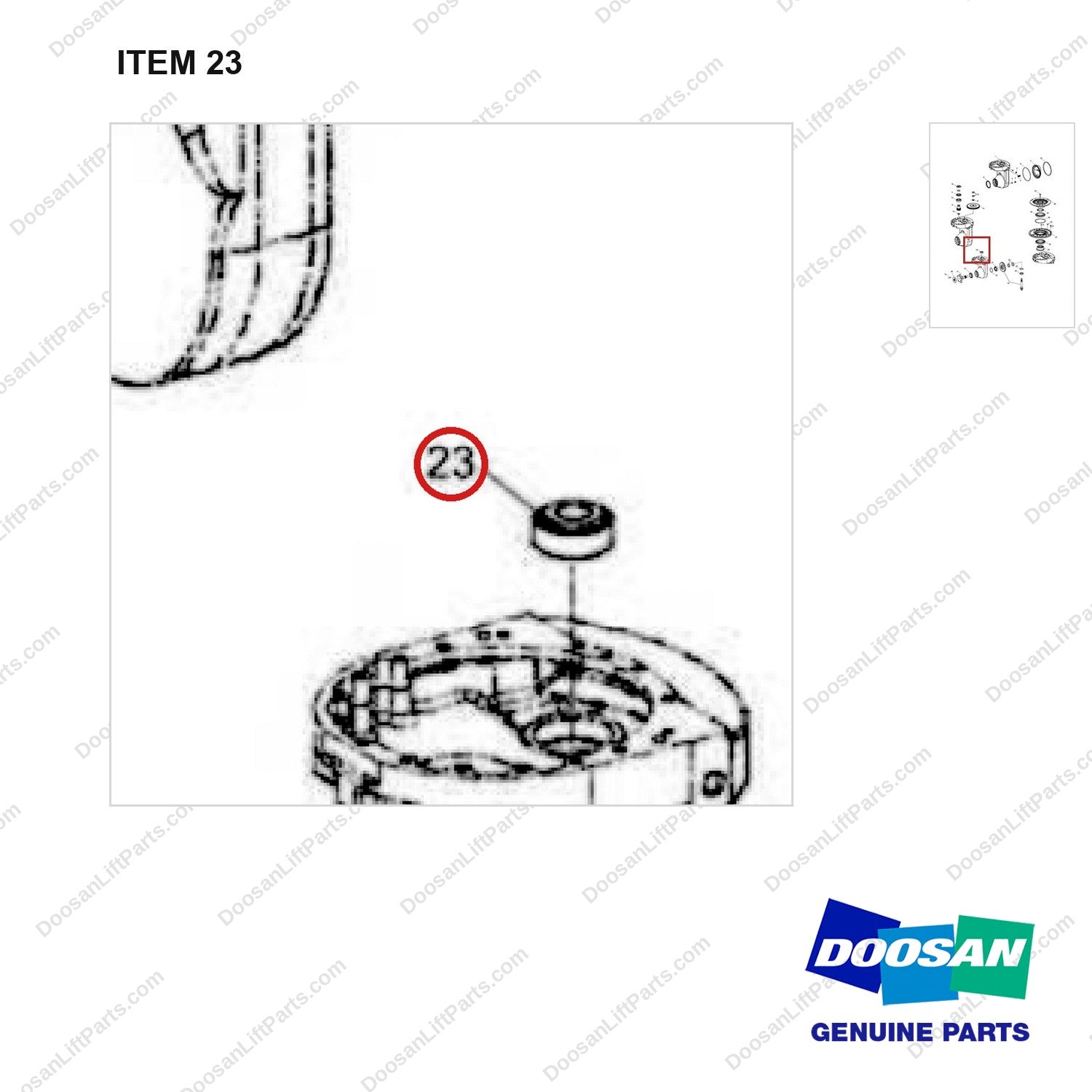 140107-00554 TRANSFER ASSY - parts diagram, item 23 shown - genuine Doosan / Bobcat forklift part