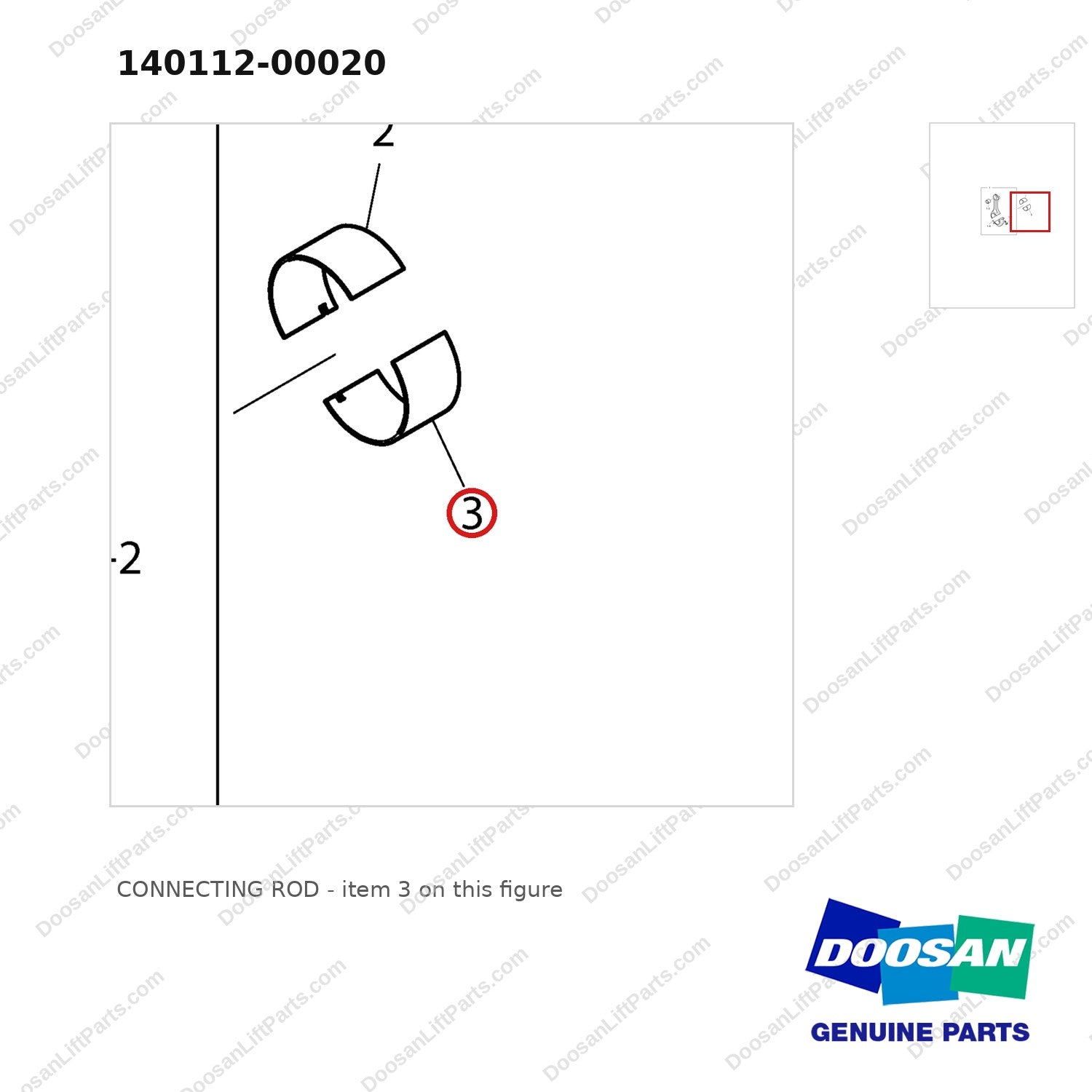 140112-00020 CONNECTING ROD - parts diagram, item 3 shown - genuine Doosan / Bobcat forklift part