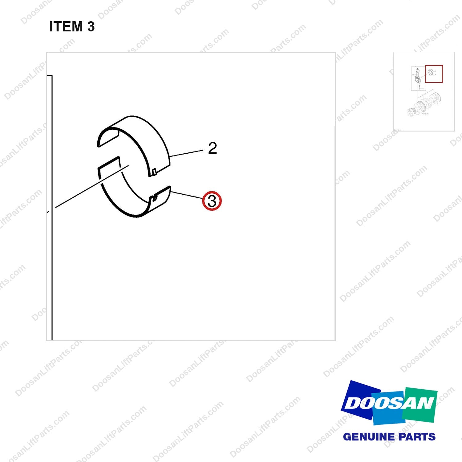 140112-00141 CONNECTING ROD - parts diagram, item 3 shown - genuine Doosan / Bobcat forklift part